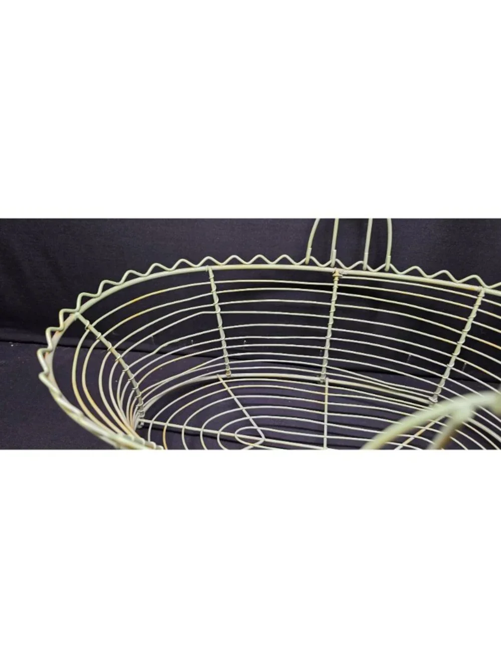 Vintage Sage Green Wire Decorative Egg Basket w Handle 12